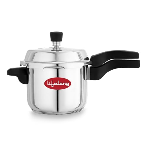 Image of Lifelong 3 Litre Triply Stainless Steel Pressure Cooker for Kitchen | 2.5mm Thickness | Gas & Induction Compatible | Fast & Even Heating | Spillage Control Lid |Easy to Clean Wide Base | BIS Certified