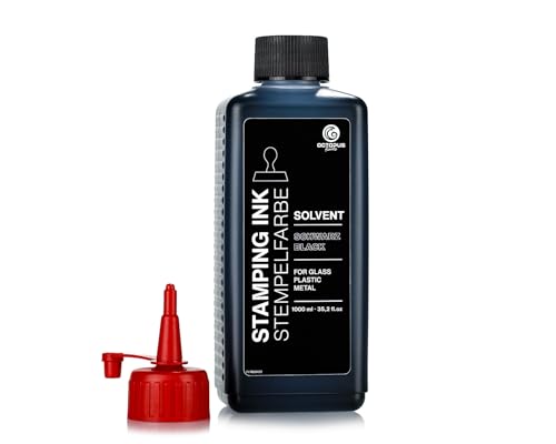 1000 ml Solvent Stempelfarbe schwarz, auf Lösemittelbasis für nichtsaugende und nichtporöse Untergründe, lasierend