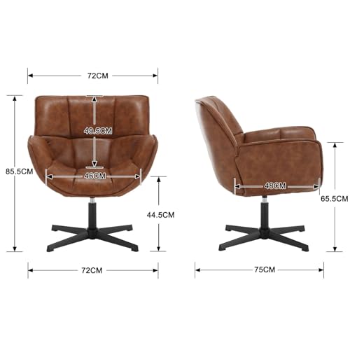 Fauteuil pivotant 360° cuir PU marron EQHX8236AC Ya-Home