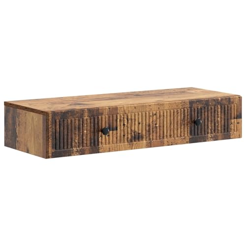 Table d'appoint murale en bois vieilli avec tiroir compacte 87cm - 2