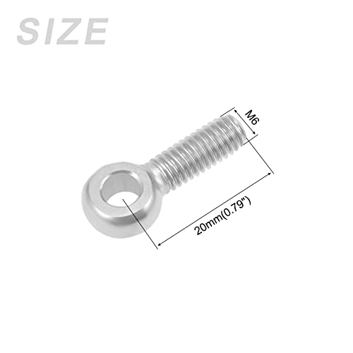 Image of METALLIXITY Shoulder Swing Lifting Bolt (M6x20mm) 10Pcs, 304 Stainless Steel Eye Bolts - for Home Renovation, Pipeline Gate Valves Fasteners, Silver