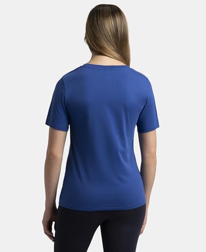 Image of Jockey AW89 Women Super Combed Cotton Rich Fabric Relaxed Fit V-Neck Half Sleeve T-Shirt