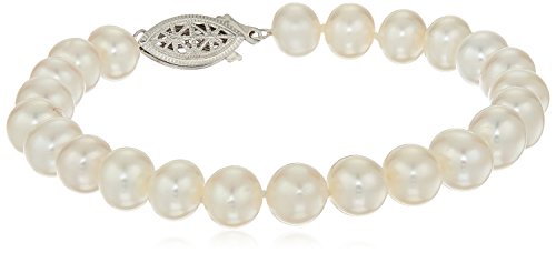 Sterling Silver White Freshwater Cultured A Quality Pearl Bracelet (8.5-9 Mm), 8" #TOP2