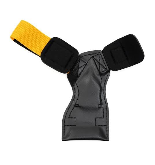 Image of IndiaHunk Heavy Duty Weight Lifting Grips with Neoprene Wrist Wraps - Strong Rubber Support for Deadlifts, Rows & Pull-Ups (Yellow)
