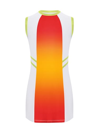 YEAHDOR Kids Girls Tennis Dress Golf Athletic Outfit Gradient Color Sleeveless Workout Sport Dress3