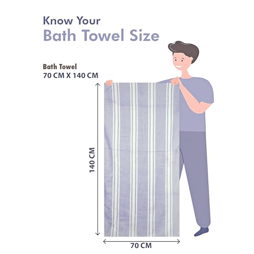 Image of Cortina Stripe Printed Towels for Bath (70 x 140 cm) 380 GSM Microfiber, Ultra Soft, Highly Absorbent & Quick Dry for Gym, Beach & Bathroom Towels for Men, Women & Kids (Purple Big Stripe)