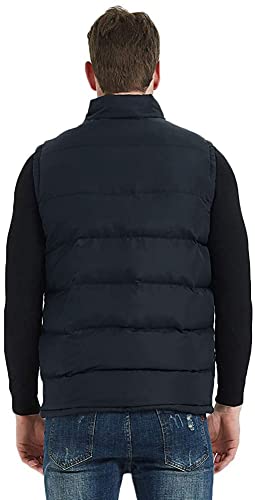 Image of Mywu Mens Spring Fall Vest Puffer Lightweight Stand Collar Quilted Sleeveless Jackets