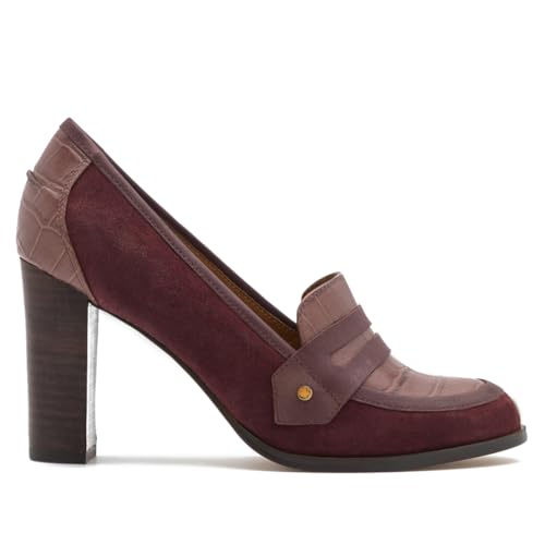 Image of MOOMMO Women Chunky Block Heel Pumps Closed Round Toe Slip On Oxford Loafers Shoes High Heels Snakeskin Work Pump Suede Loafer for Office Ladies Classic Formal Business Professional Fall 4-13 M US