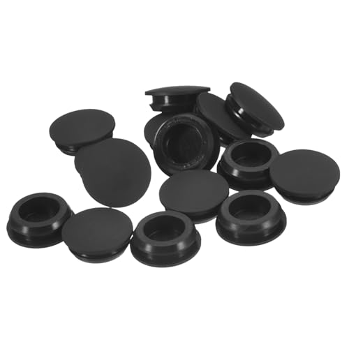 uxcell 15Pcs Silicone Plugs, Rubber Round Snap in Locking Hole Plugs for 14.5-15.5mm Hole, Hole Stoppers Waterproof Hole Plug for Metal Tube, Furniture End Caps Inserts, Black