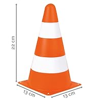 Lena 61249 Pylonen 4er Set, Verkehrshütchen Spielset mit 4 Pylonen, Warnkegel je 22 cm, Verkehrskegel Orange und Weiß, Warnleitkegel stapelbar, Verkehrsleitkegel Komplettset für Kinder ab 2 Jahre – Ansicht 3