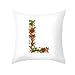 AMDXD Fundas Cojines Decoracion 40 x 40, Poliéster Fundas Cojin Navidad Rojo Verde Flores de Rama de Alfabeto Inglés L