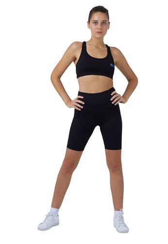 Sportkind Leggings cortos deportivos para niñas y mujeres, de cintura alta, opacos, transpirables. Negro S