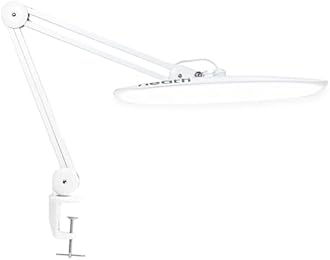 Neatfi XL Nail Desk Lamp with Clamp, 2200 Lumens, 20-Inch Wide Head, Dimmable 4 Levels, 6500K, LED Task Light for Manicure Table, Crafts, Workbench, Office (Non-CCT, White)