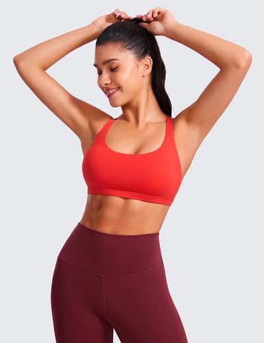 Image of CRZ YOGA Naked Feeling Strappy Sports Bras for Women - Criss Cross Back Wireless Padded Cami Yoga Workout Top