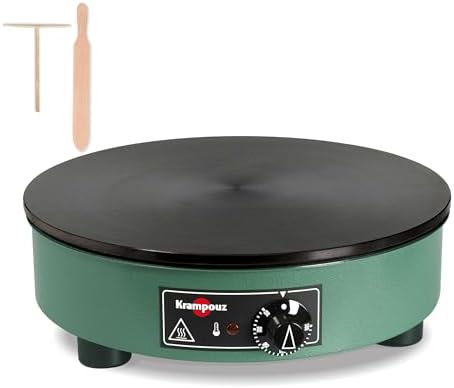 KRAMPOUZ - Crepera eléctrica Billig - Placa de hierro fundido torneado de 40 cm de diámetro - 220-240 voltios y 3.000 vatios - Verdadera crepera tradicional bretona familiar - Fabricada en Francia
