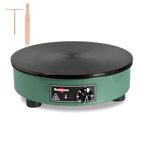 KRAMPOUZ Crêpière Électrique BILLIG - Plaque en Fonte Usinée Diamètre 40 cm - 220-240 Volts et 3000 Watts - Véritable Crêpière Traditionnelle Bretonne...
