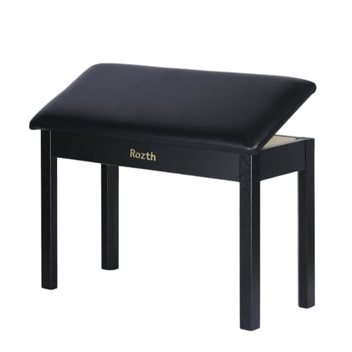 ROZTH S100 Solid Wood Duet Piano Bench with Storage, Piano Stool with Padded Cushion, Keyboard Bench...
