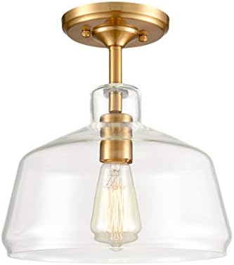 Modern Brass Ceiling Lights Semi Flush Mount Glass Ceiling Lighting Fixture Gold Finish