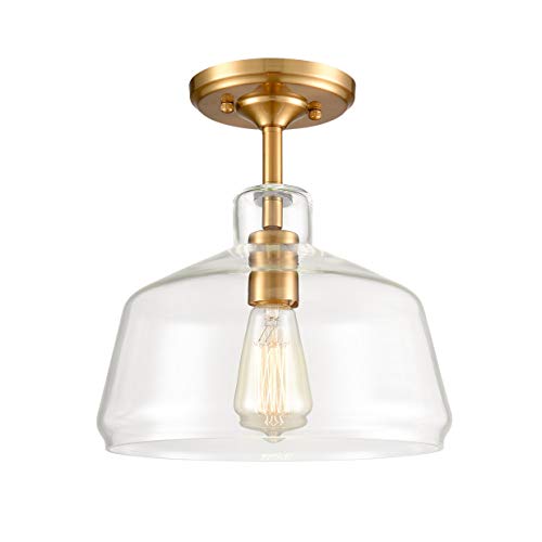Modern Brass Ceiling Lights Semi Flush Mount Glass Ceiling Lighting Fixture Gold Finish #TOP26