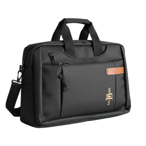 Bagberry 15.6 Inch Laptop Bag for Men & Women – Slim Waterproof Business Briefcase, Lightweight Travel Office Shoulder Messenger Bag (BLACK-LAPTOP-BAG)