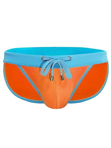MIZOK Men's Sexy Color Block Swim Briefs Hot Body Bikini Swimwear with Adjustable Drawstring4