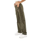 Nina Carter Q1885 damskie dżinsy cargo z wysokim stanem, spodnie cargo stretch z prostymi nogawkami, S