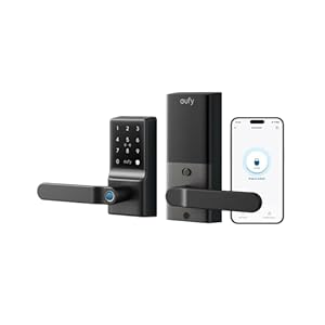 eufy Smart Lock C33, Keyless Fingerprint Door Lock with Handle, Integrated Wi-Fi, Remote Control via App, Biometric Entry Knob, Auto-Locking, IP53 Waterproof (2025 New Version)