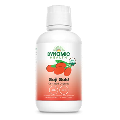 Dynamic Health Organic Goji Gold Pure Juice, No Additives, Vegetarian, BPA Free, 16 Fl oz