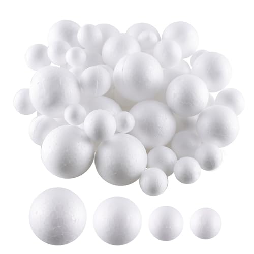 80 Piezas Bolitas de Poliespan,Bola de Poliestireno Pelota Blanco,Bolas de Poliespan para Producción,Arte Decorativo,Hazlo Tú Mismo, Artesanía (4 Tamaños: 2 cm, 2,5 cm, 3 cm, 3,5 cm Cada uno 20 Tipos)