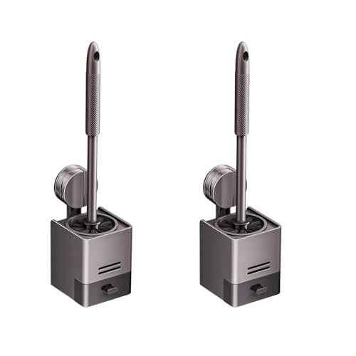 Image of 2Pack Toilet Brush and Holder Set,Suction Cups Wall Mounted Toilet Bowl Brush with Hideaway Caddy for Smooth Tiles /Glass,Toilet Cleaner Brush with Drip Tray for Bathroom Toilet RV Yacht Cleaning