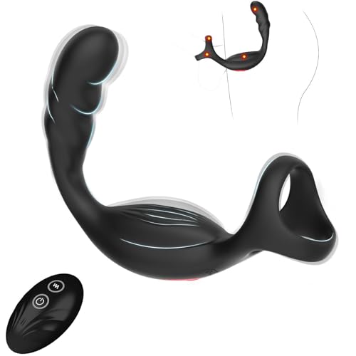 Masseur de Prostate Jouet Sexuel Anal, 4 en 1 Vibromasseurs Anales avec 10 Vibrations, Vibrateur pour Pénis avec Anneau Pénien & Télécommande, Plugs Anals Vibrants-Jouet pour Adulte pour Homme