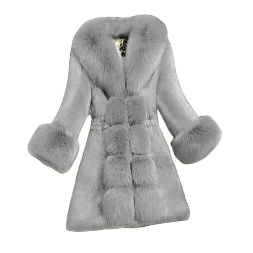 Clearance Women's Faux Fur Cropped Jacket 2023 Fall Winter Fashion Soft Long Sleeve Open Front Fluffy Short Coat Gray