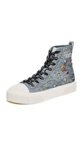 Marc Jacobs Women's The Trinket Charm High Top Sneakers, Medium Wash Multi, 7 Medium US