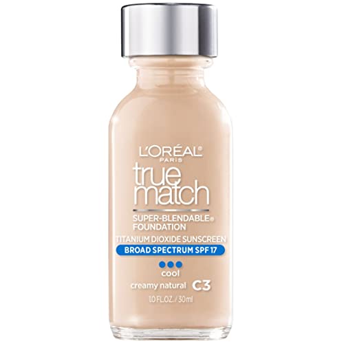 LOreal Paris Makeup True Match Super-Blendable Liquid Foundation, Creamy Natural C3, 1 Fl Oz,1 Count