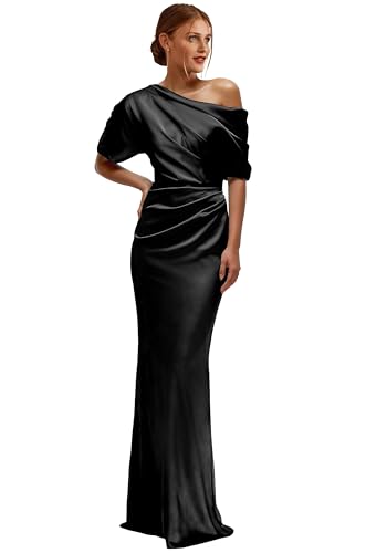 WangLiJun One Shoulder Mother of The Bride Dresses for Women Long Satin Mermaid Prom Formal Evening Gown WLJ133