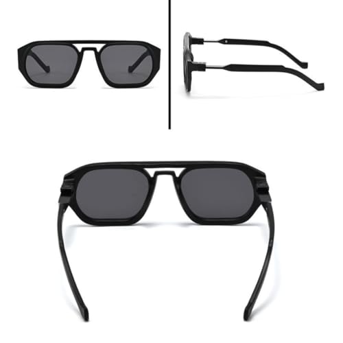 Lunettes de soleil rétro UV400 à double pont avec verres dégradés géométriques - 3