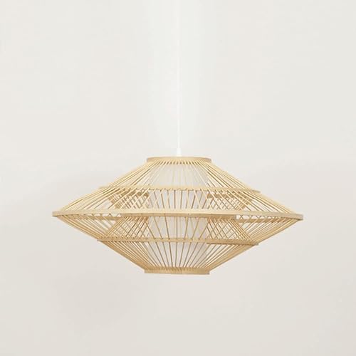 Panier Suspendu en Osier Beige E27 Luminaire Rotin Plafonnier Boho - 6