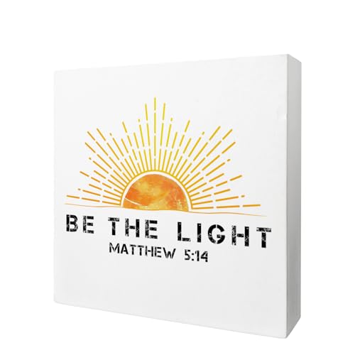 Christian Home Decor - Christian Decor for Prayer Corner, Prayer Room Decor, Be The Light Wooden Signs, Christian Office Decor, Christian Desk Decor, Christian Gifts for Women - 5 * 5 inch -021-JYMH