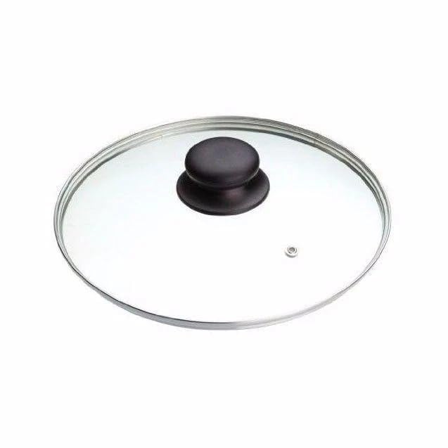 Tempered Glass Pan Lid with Heat-Resistant Knob, Clear Universal Frying Pan & Pot Cover with Steam Vent - Sizes 14cm to 36cm (38cm)