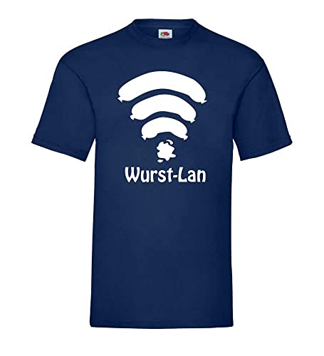 T-shirt Wurst-LAN homme bleu marine XXXL avec motif original coton doux