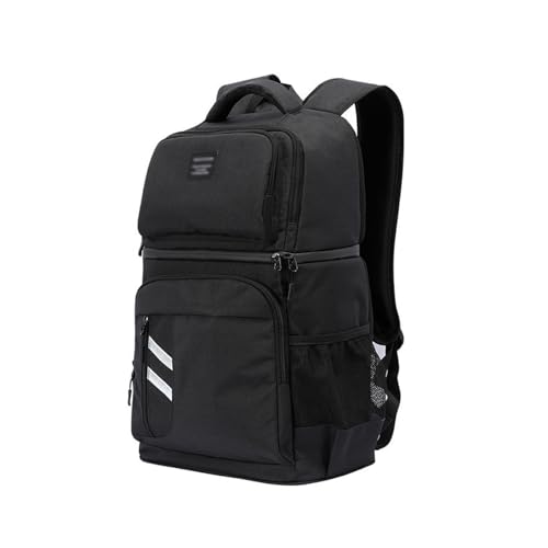 30L isolierter Rucksack, Picknicktasche, wasserdichtes PEVA-Futter, großes Doppelfach, schwarz/grau (Black)