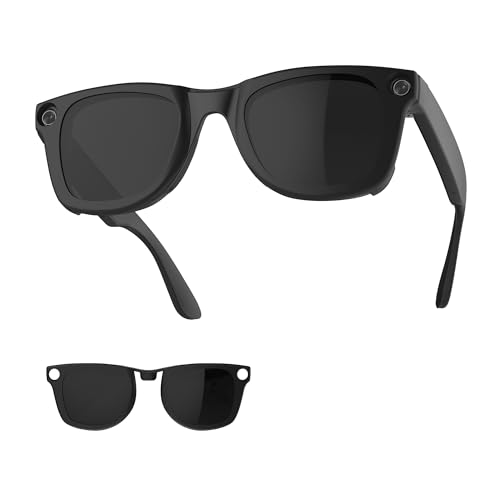 HiBloks Clip polarisé à clipser compatible avec Ray-Ban Meta Wayfarer RW4008 et Gen 2 RW4012 Grand 53-22, clip de décoloration du cadre noir mat pour...