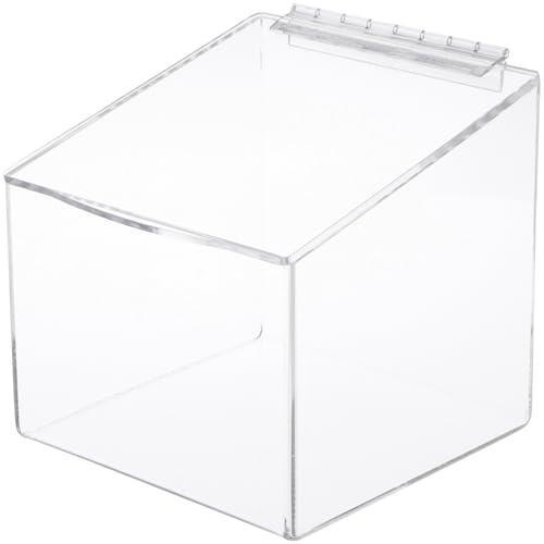 Plymor Clear Acrylic Display Case Box with Angled Top & Hinged Lid, 8