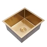 Lavello da cucina, 50 x 45 cm, in acciaio inox, con filtro di scarico, 1 vasca per piani di lavoro e installazione a incasso, per cucine aperte, bar, isole centrali, balconi