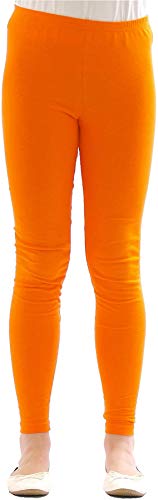Image of Baba & Baby Girl's Skinny Fit Cotton Leggings (NGL-HI Orange 10 Years-11 Years)