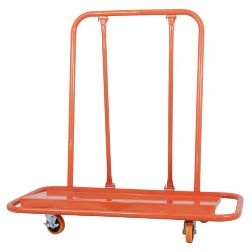 Robusto carro de placas de yeso | Rigips Carro de transporte con capacidad de carga de 1000 kg – Carro plegable con 4 ruedas giratorias y frenos | Transportador de placas para paneles de yeso naranja