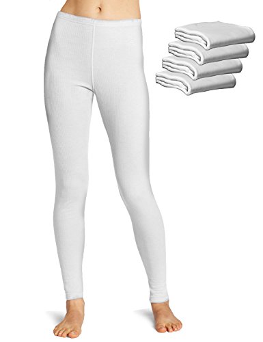 Duofold KMW4 60% Cotton 40% Polyester Women's Mid Weight Wicking Thermal Leggings Small Winter White - 5 Pack