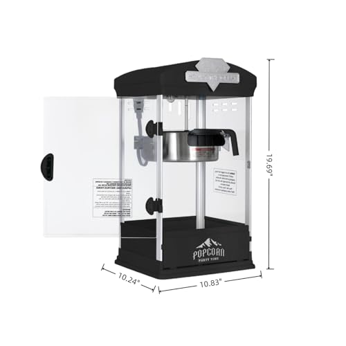 Image of Commercial Popcorn Machine, 8 Oz Portable Popcorn Makers with Warming Deck, Tabletop Pop Corn Popper with Measuring Cup and Spoon, for Home, Birthday Parties, Theater, School Events, Black