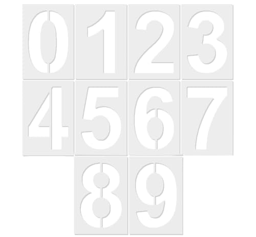 10 Pièces Pochoir Chiffre, 20cm Pochoirs Individuels à Numéros Plastique Pochoir Nombre Maison Grand Réutilisable Lavable pour Marquer les Places de...