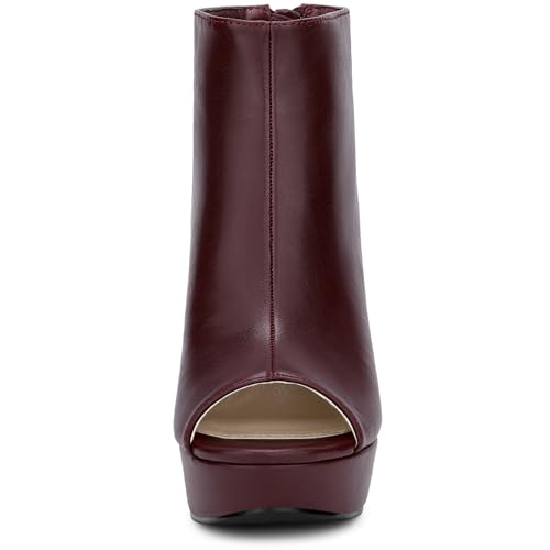 Allegra K Women's Peep Toe Platform Back Zip Chunky Heel Ankle Boots3